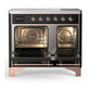 Ilve UMDIB40QNR3BKP Ilve Umdib40Qnr3Bkp Majestic Iii 40 Inch Induction Range With 6 Elements, 3.82 Cu. Ft. Total Oven Capacity (Solid Door, Glossy Black, Copper)