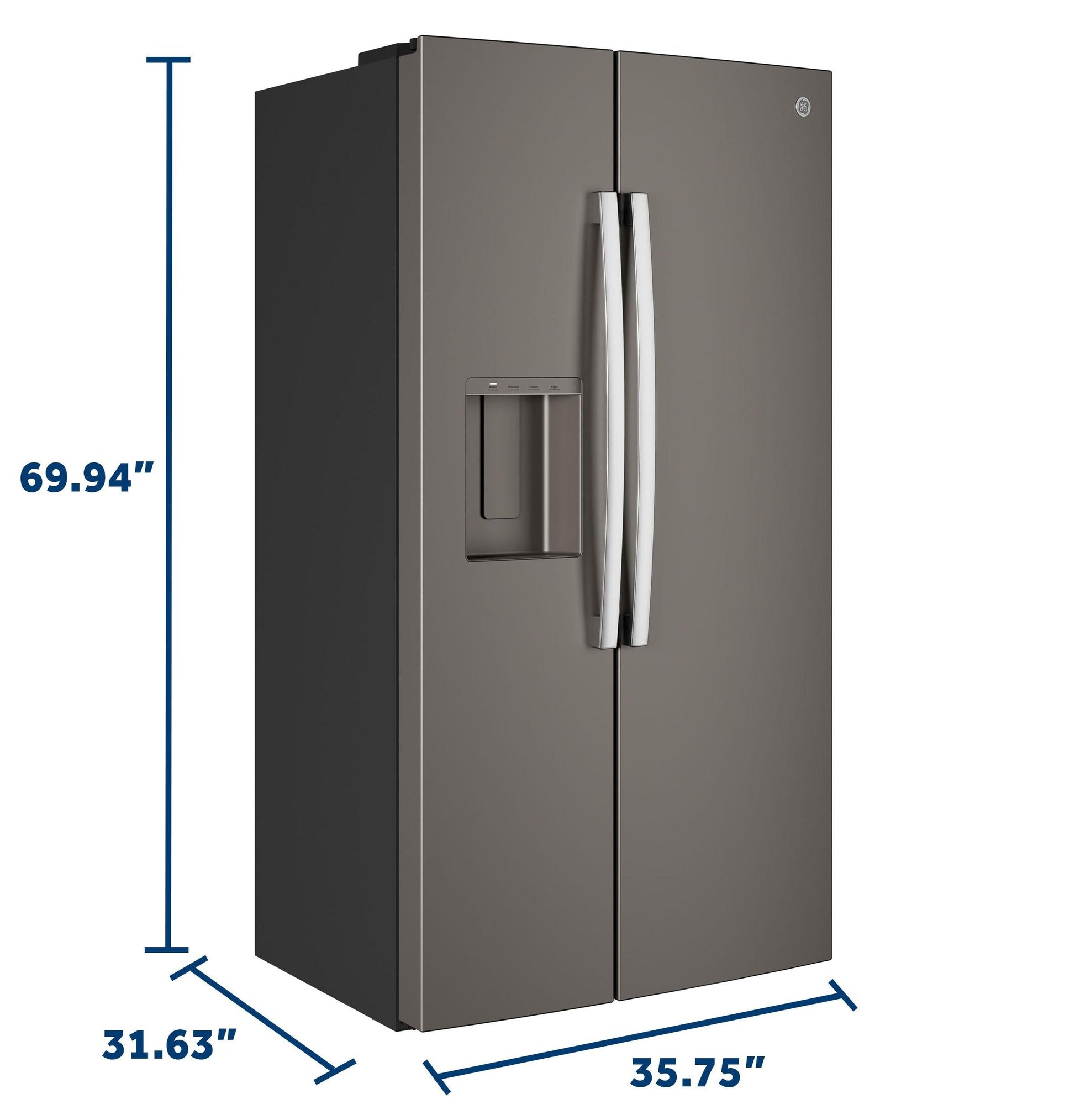 Ge Appliances GZS24NMYES Ge® 23.6 Cu. Ft. Counter-Depth Side-By-Side Refrigerator With Extra Tall Dispenser And In-Door Icemaker