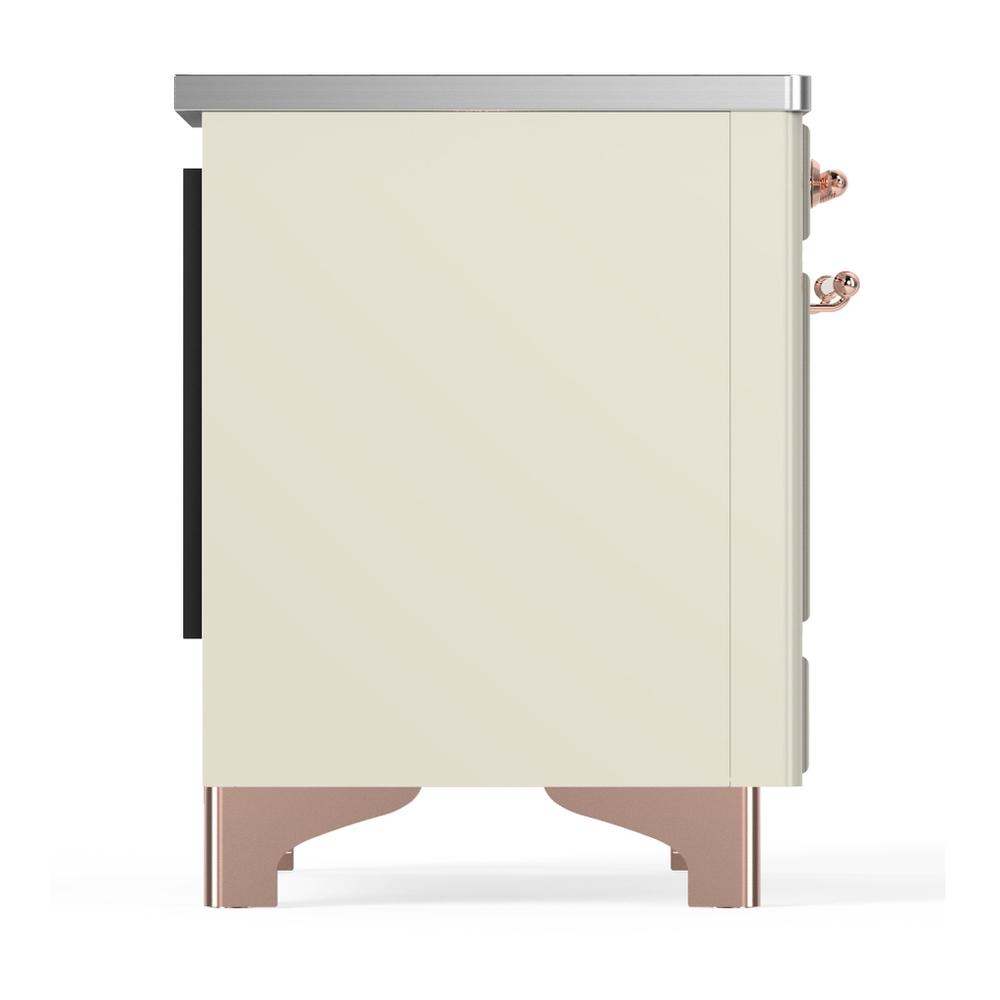 Ilve UMIB36QNR3AWP Ilve Umib36Qnr3Awp Majestic Iii 36 Inch Induction Range With 6 Elements, 3.5 Cu. Ft. Total Oven Capacity (Solid Door, Antique White, Copper)