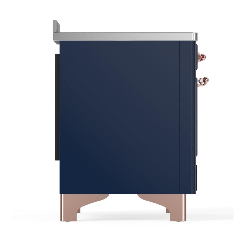 Ilve UMIB48QNR3MBP Ilve Umib48Qnr3Mbp Majestic Iii 48 Inch Induction Range With 6 Elements, 5.02 Cu. Ft. Total Oven Capacity (Solid Door, Midnight Blue, Copper)