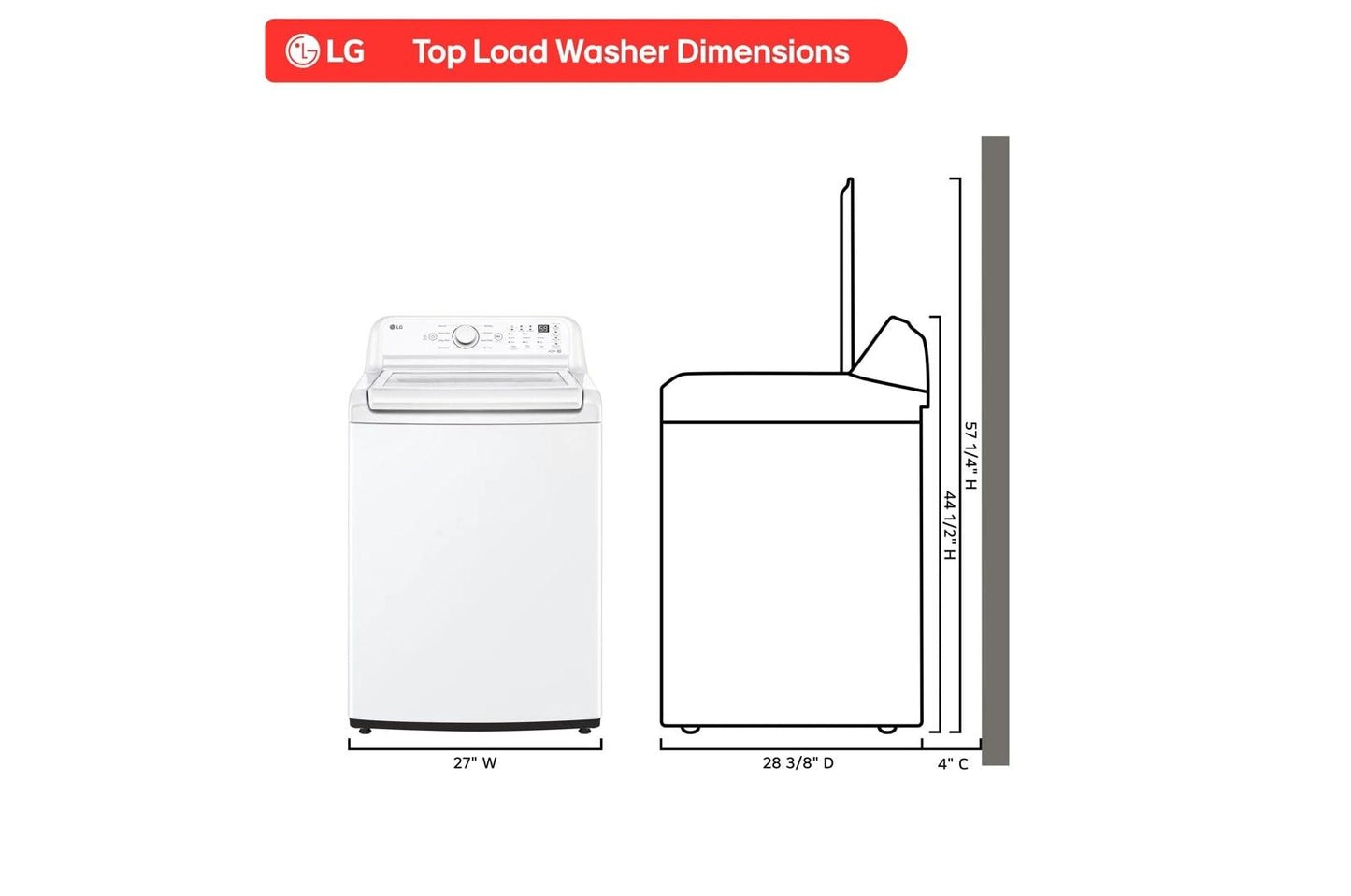 Lg WT7010CW 4.5 Cu. Ft. Ultra Large Capacity Top Load Washer With Impeller & Turbodrum™ Technology