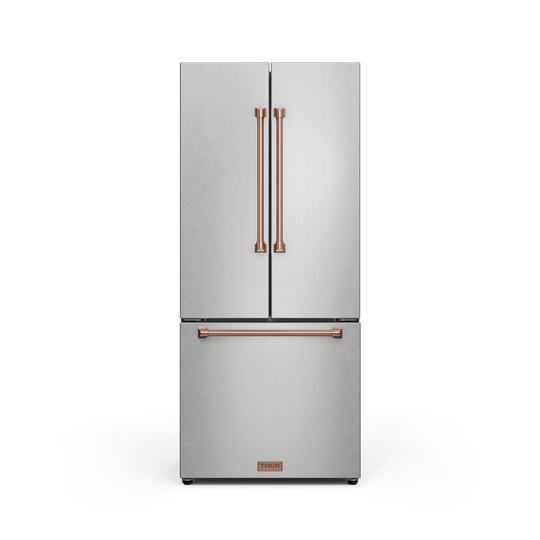 Thor Kitchen RF3017FFD99RSG 30 Inch 17.7 Cu Ft French Door Counter Depth Refrigerator With Ice Maker In Stainless Steel/Rose Gold Gordon Ramsay Series - Rf3017Ffd99-Rsg