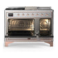 Ilve UM48FSQNR3SSPLP Ilve Um48Fsqnr3Ssplp Majestic Iii 48 Inch Dual Fuel Range With 5 Black Brass Burners, Griddle And French Top, Dual Function Burner Up To 25,000 Btu (Liquid Propane, Solid Door, Stainless Steel, Copper)
