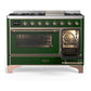 Ilve UM48FNR3EGP Ilve Um48Fnr3Egp Majestic Iii 48 Inch Dual Fuel Range With 8 Burners And Griddle, Dual Function Burner Up To 25,000 Btu (Natural Gas, Triple Glass Door, Emerald Green, Copper)