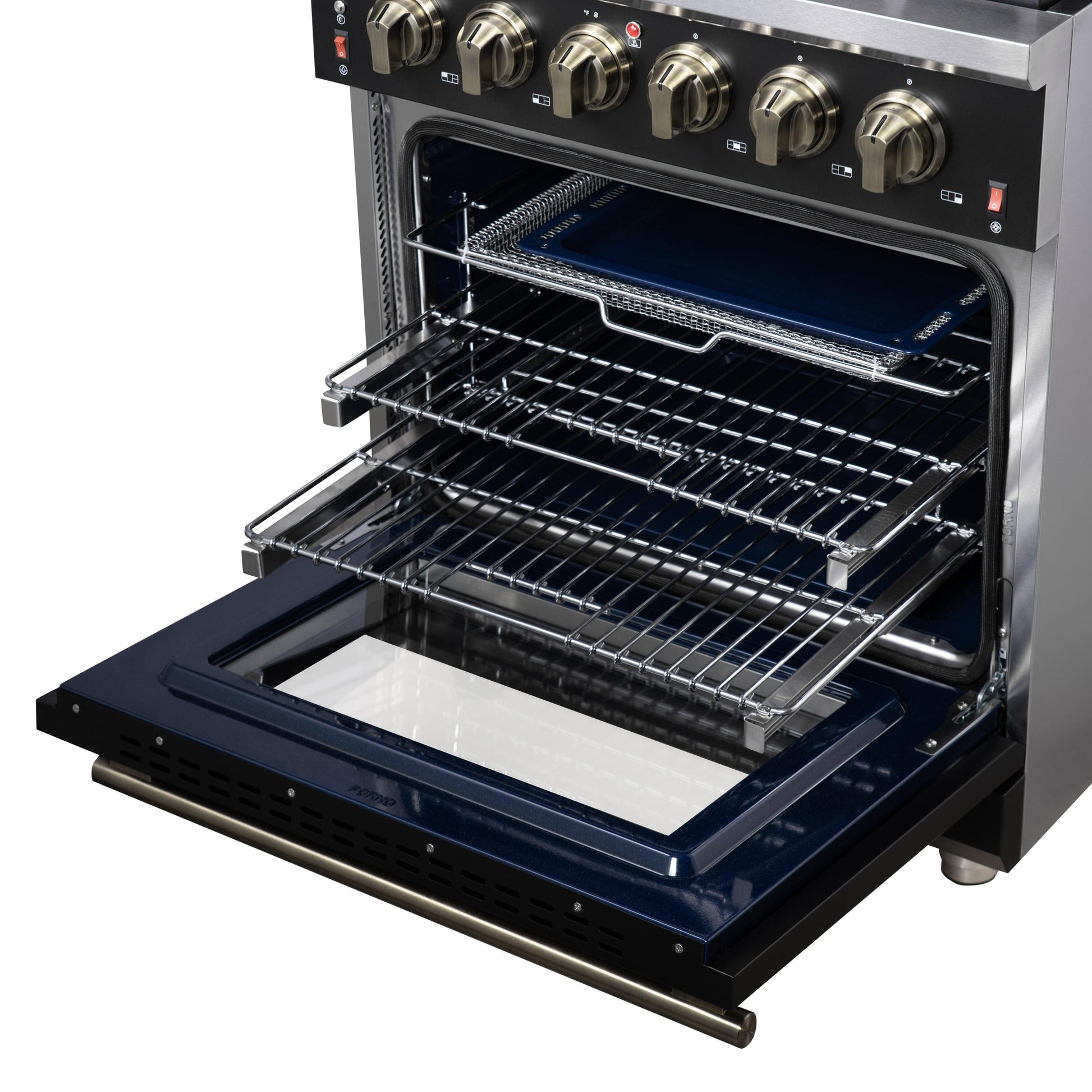 Forno FFSGS623930BLK Forno Massimo 30-Inch Black Freestanding Gas Range, 5 Burners, True Convection Oven