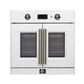 Forno FBOEL133330WHT Forno Asti 30-Inch French Door Electric Wall Oven In White & Antique Brass, 3.68 Cu. Ft. True Convection, 3,600W, Air Fry, Sous Vide, Self-Clean