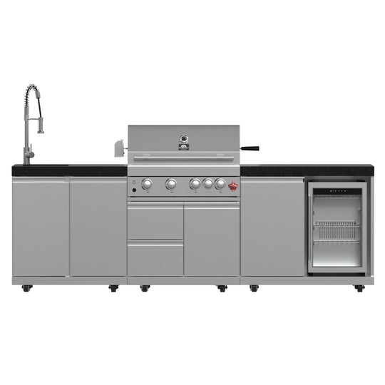 Forno FODKT2506BLK Forno Bulnes 30-Inch Bbq, 60,000 Btu, 3 Burners With Sear & Rotisserie Infrared Burners, Stainless Steel Outdoor Kitchen With 1.8 Cu.Ft. Beverage Center & Black Granite Countertops