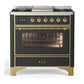 Ilve UM36FNR3MGGLP Ilve Um36Fnr3Mgglp Majestic Iii 36 Inch Dual Fuel Range With 6 Black Brass Burners And Griddle, Dual Function Burner Up To 25,000 Btu (Triple Glass Door, Graphite Matte, Brass, Liquid Propane)