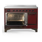 Ilve UMIB48QNR3BUB Ilve Umib48Qnr3Bub Majestic Iii 48 Inch Induction Range With 6 Elements, 5.02 Cu. Ft. Total Oven Capacity (Solid Door, Burgundy, Burnished)