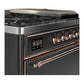 Ilve UM48FSQNR3MGPLP Ilve Um48Fsqnr3Mgplp Majestic Iii 48 Inch Dual Fuel Range With 5 Black Brass Burners, Griddle And French Top, Dual Function Burner Up To 25,000 Btu (Liquid Propane, Solid Door, Graphite Matte, Copper)