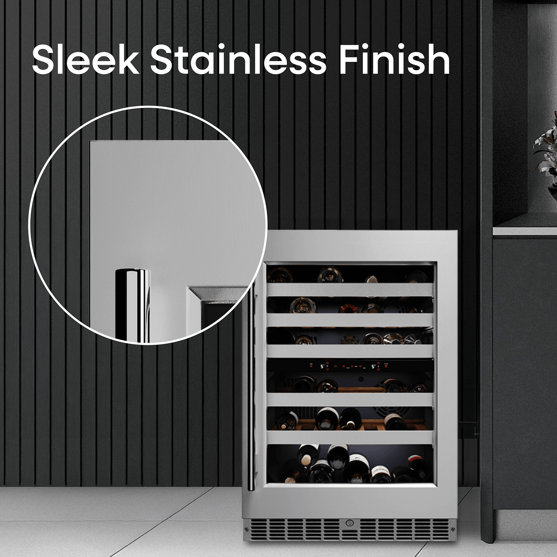 Element Appliance EWD24BES Cellara By Element 24 In., 46 Bottle Dual-Zone Wine Cooler - Stainless Steel