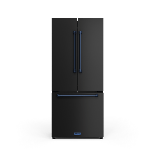 Thor Kitchen RF3017FFD00BLU 30 Inch 17.7 Cu Ft French Door Counter Depth Refrigerator With Ice Maker In Black/Navy Blue Gordon Ramsay Series - Rf3017Ffd00-Blu