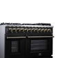 Forno FFSGS612548BLK Forno Massimo 48 Inch Freestanding Dual Fuel Range In Black With Antique Brass Accessories, 8 Burners, 6.58 Cu. Ft. Convection Oven