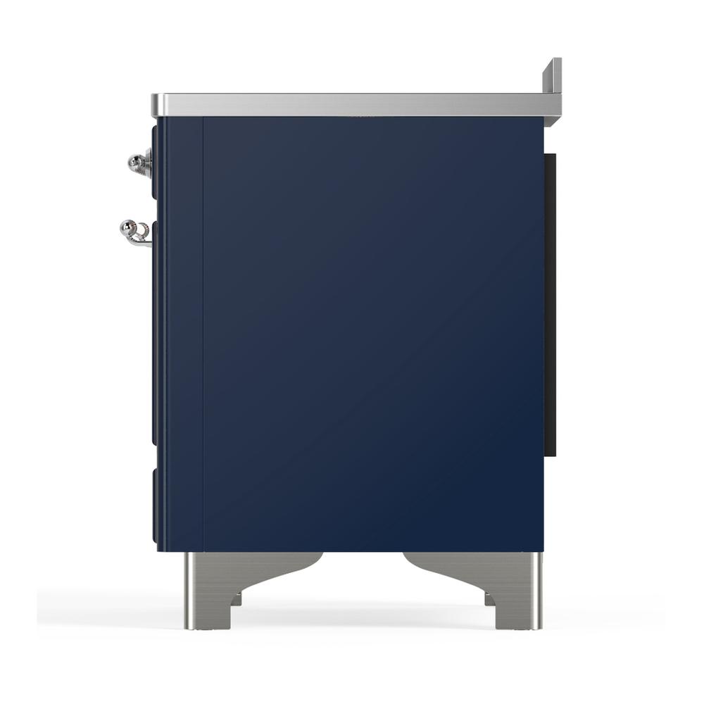 Ilve UMIB48QNR3MBC Ilve Umib48Qnr3Mbc Majestic Iii 48 Inch Induction Range With 6 Elements, 5.02 Cu. Ft. Total Oven Capacity (Solid Door, Midnight Blue, Chrome)