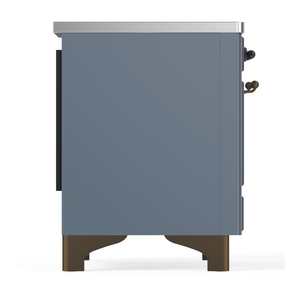 Ilve UMDIB40NR3BGB Ilve Umdib40Nr3Bgb Majestic Iii 40 Inch Induction Range With 6 Elements, 3.82 Cu. Ft. Total Oven Capacity (Triple Glass Door, Blue Grey, Burnished)