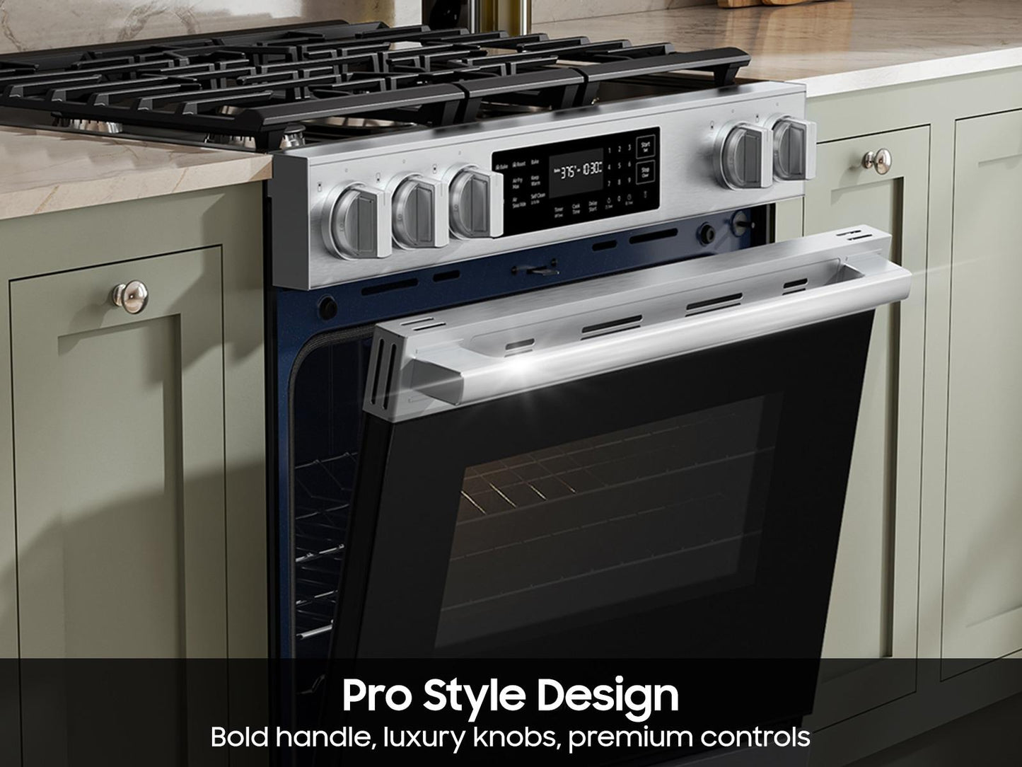 Samsung NSG80H60XRAA Bespoke Smart Slide-In Gas Range Pro Style Design Air Fry Max True Convection