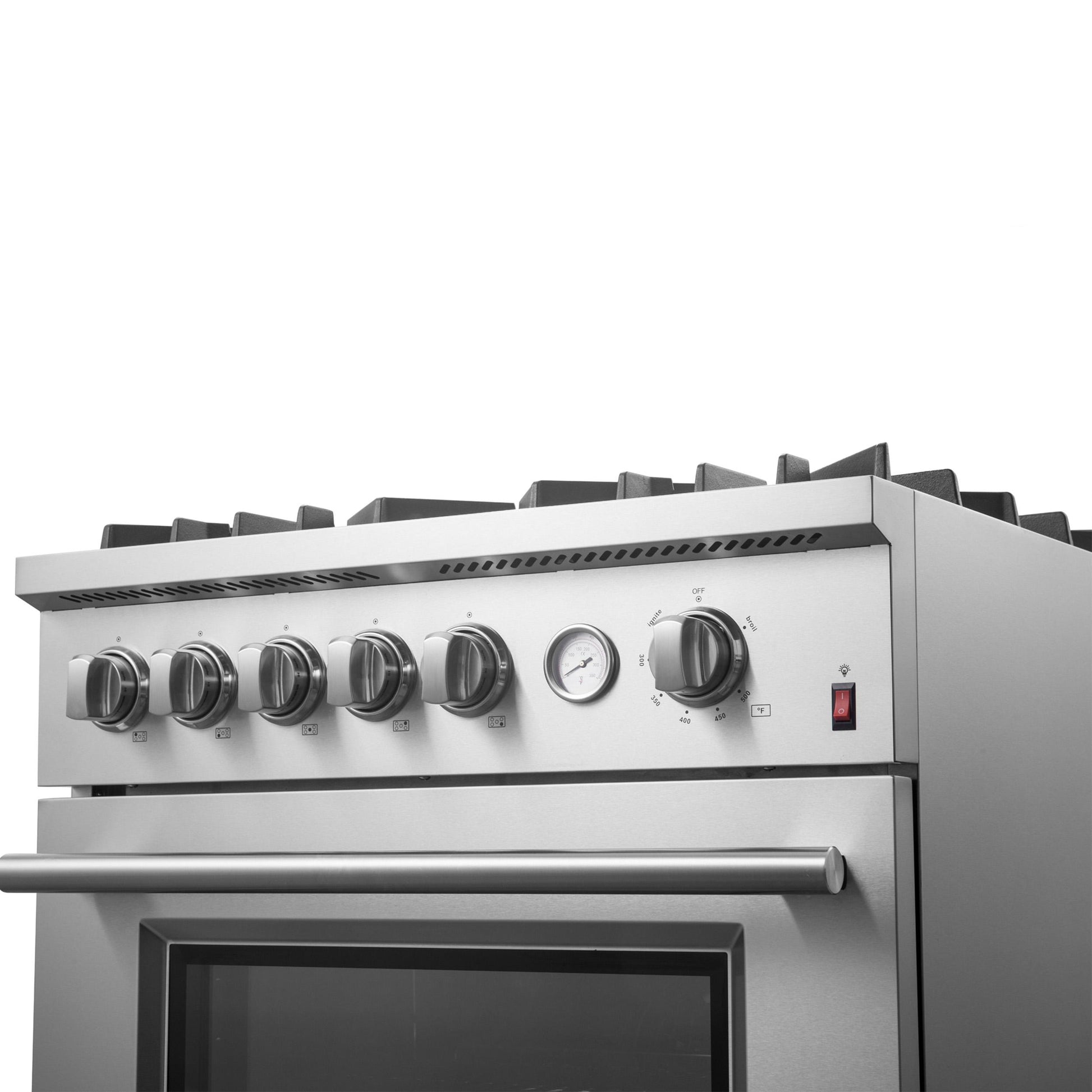 Forno FFSGS627430 Forno Giovanni 30-Inch Gas Range Stainless Steel, 5 Burners 67,000 Btu, 4.32 Cu.Ft. Convection Oven