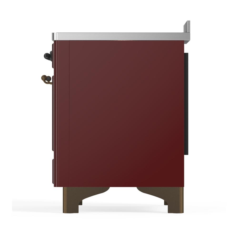 Ilve UMIB48NR3BUB Ilve Umib48Nr3Bub Majestic Iii 48 Inch Induction Range With 6 Elements, 5.02 Cu. Ft. Total Oven Capacity (Triple Glass Door, Burgundy, Burnished)