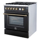Forno FFSGS627430BLK Giovanni 30-Inch Gas Range Black & Antique Brass Design, 5 Burners 67,000 Btu, 4.32 Cu.Ft. Convection Oven