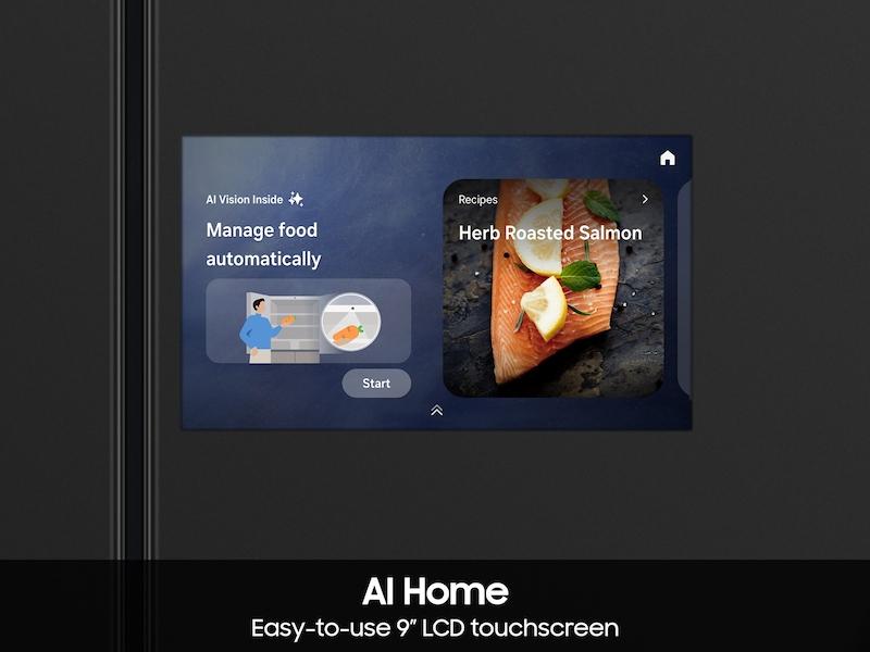 Samsung RF90F23BECR Bespoke 23 Cu. Ft. Counter Depth 4-Door French Door Refrigerator With Ai Home & Ai Vision Inside™ In Charcoal Glass And Stainless Steel