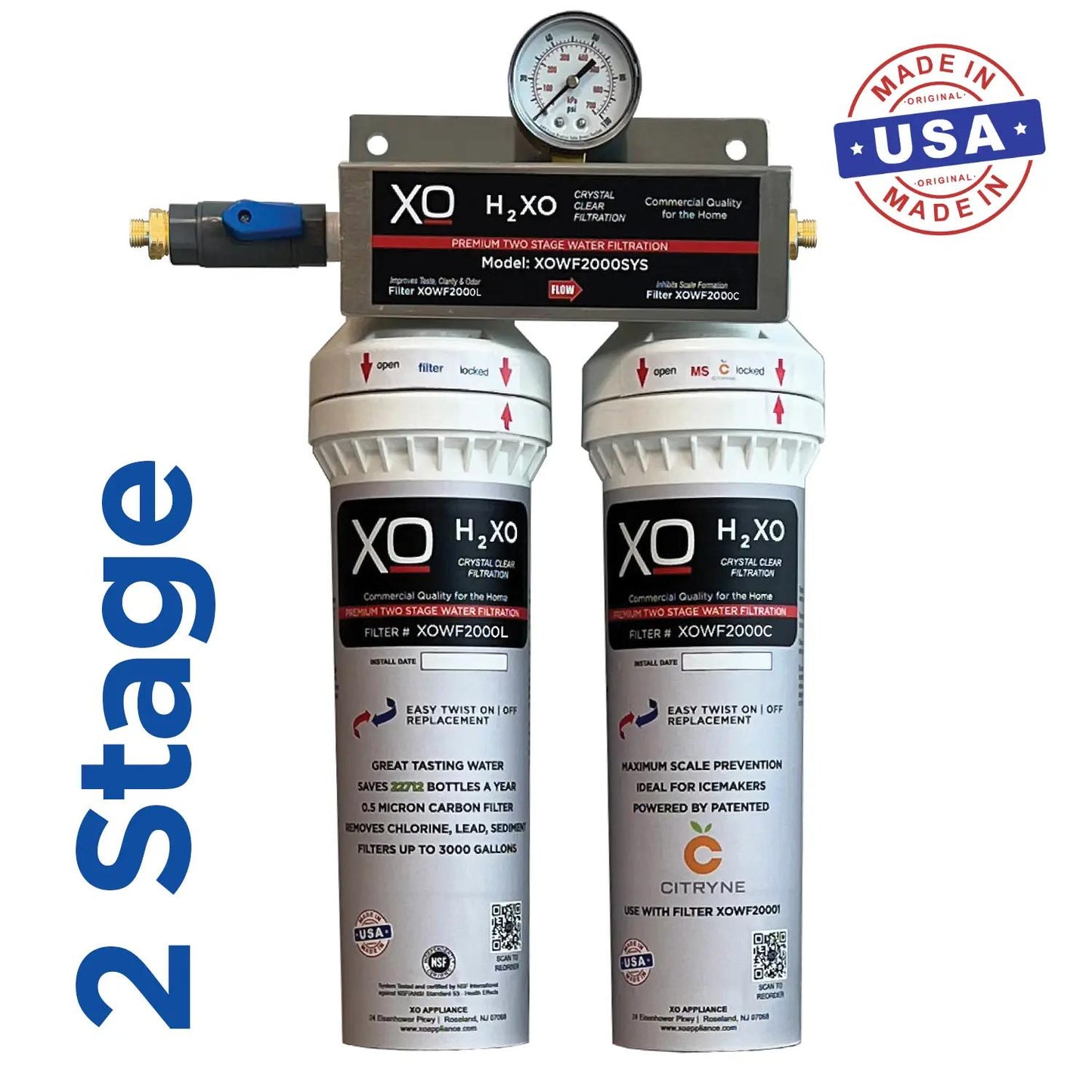 Xo Appliance XOWF2000SYS Dual Stage Home Water Filtration System