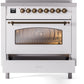 Ilve UPI366NMPWHB Nostalgie Ii 36 Inch Electric Freestanding Range In White With Bronze Trim