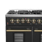 Forno FFSGS624448BLK Forno Galiano 48-Inch Gas Range Black & Antique Brass Design, 8 Burners, 107,000 Btu, Griddle, 6.58 Cu.Ft. Double Ovens