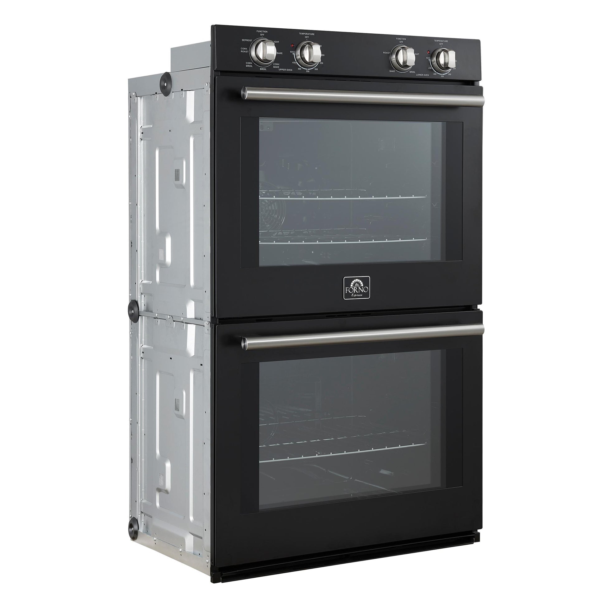 Forno FBOEL132430BLK Forno Vomero 30-Inch Double Wall Oven, Black, 10 Cu.Ft Total Capacity, 7100W Convection, Mechanical Controls, Manuel Steam Clean