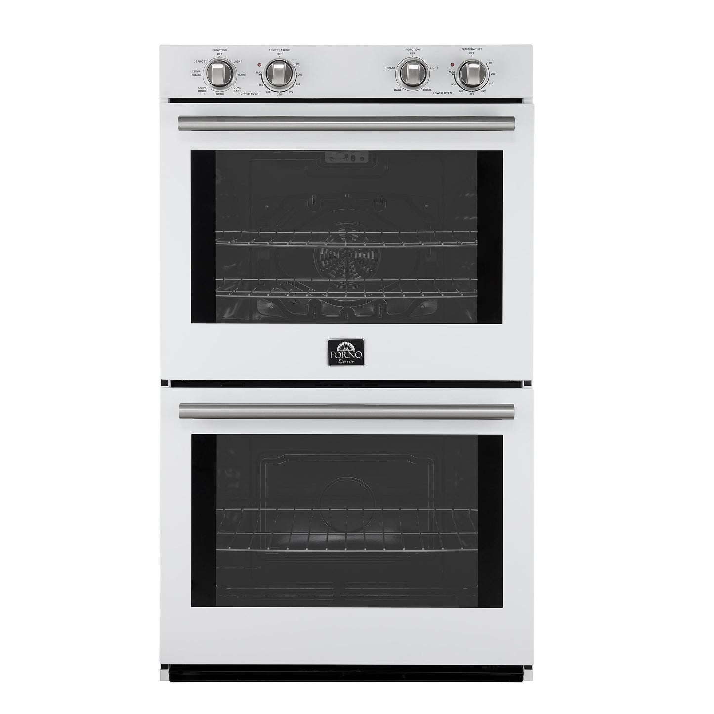 Forno FBOEL132430WHT Forno Vomero 30-Inch Double Wall Oven, White, 10 Cu.Ft Total Capacity, 7100W Convection, Mechanical Controls, Manuel Steam Clean