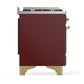 Ilve UM60FSNR3BUG Ilve Um60Fsnr3Bug Majestic Iii 60 Inch Dual Fuel Range With 7 Burners, Griddle And French Top, Dual Function Burner With Up To 25,000 Btu (Natural Gas, Triple Glass Door, Burgundy, Brass)