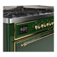 Ilve UM60FQNR3EGGLP Ilve Um60Fqnr3Egglp Majestic Iii 60 Inch Dual Fuel Range With 9 Burners And Griddle, Dual Function Burner Up To 25,000 Btu (Liquid Propane, Solid Door, Emerald Green, Brass)