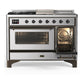 Ilve UM48FSNR3SSBLP Ilve Um48Fsnr3Ssblp Majestic Iii 48 Inch Dual Fuel Range With 5 Black Brass Burners, Griddle And French Top, Dual Function Burner Up To 25,000 Btu (Liquid Propane, Triple Glass Door, Stainless Steel, Burnished)