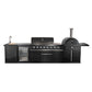 Forno FODKT2551BLK Forno All Aperto 87,600 Btu Outdoor Kitchen, 4 Burners, Infrared Burners, Side Burner, Black Sintered Stone Countertops, Gas Pizza Oven, Sink Module, Bar & Beverage Center