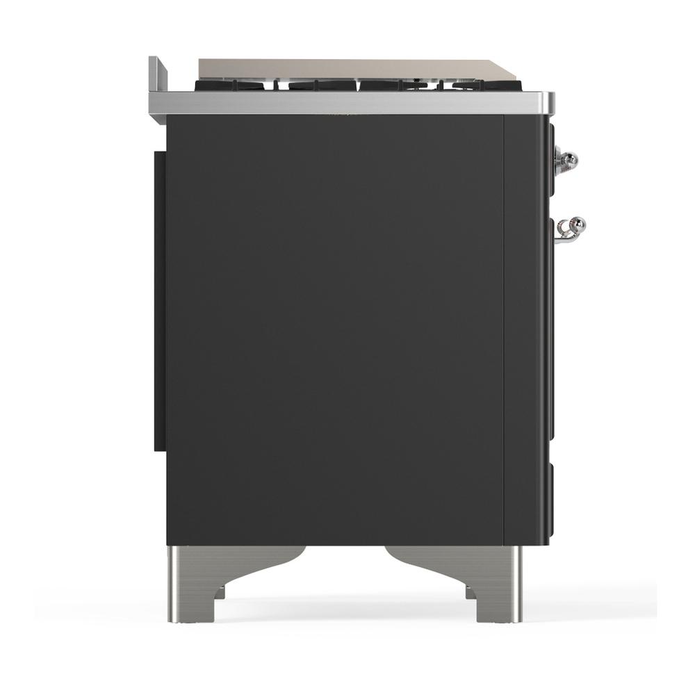 Ilve UM48FSQNR3MGCLP Ilve Um48Fsqnr3Mgclp Majestic Iii 48 Inch Dual Fuel Range With 5 Black Brass Burners, Griddle And French Top, Dual Function Burner Up To 25,000 Btu (Liquid Propane, Solid Door, Graphite Matte, Chrome)
