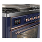 Ilve UM60FSNR3MBPLP Ilve Um60Fsnr3Mbplp Majestic Iii 60 Inch Dual Fuel Range With 7 Burners, Griddle And French Top, Dual Function Burner With Up To 25,000 Btu (Liquid Propane, Triple Glass Door, Midnight Blue, Copper)