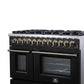 Forno FFSGS623948BLK Forno Massimo 48-Inch Black Freestanding Gas Range, 8 Burners, True Convection Oven