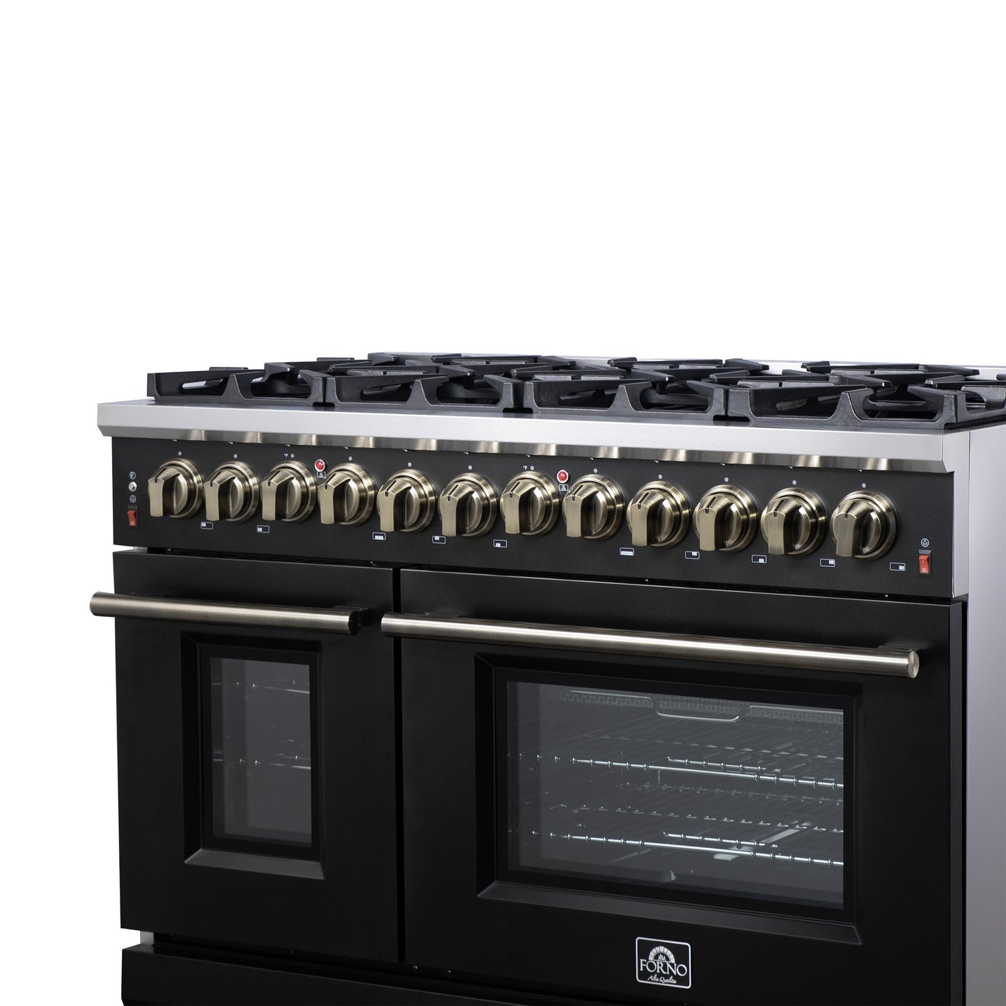 Forno FFSGS623948BLK Forno Massimo 48-Inch Black Freestanding Gas Range, 8 Burners, True Convection Oven