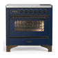 Ilve UMIB36NR3MBB Ilve Umib36Nr3Mbb Majestic Iii 36 Inch Induction Range With 6 Elements, 3.5 Cu. Ft. Total Oven Capacity (Triple Glass Door, Midnight Blue, Burnished)