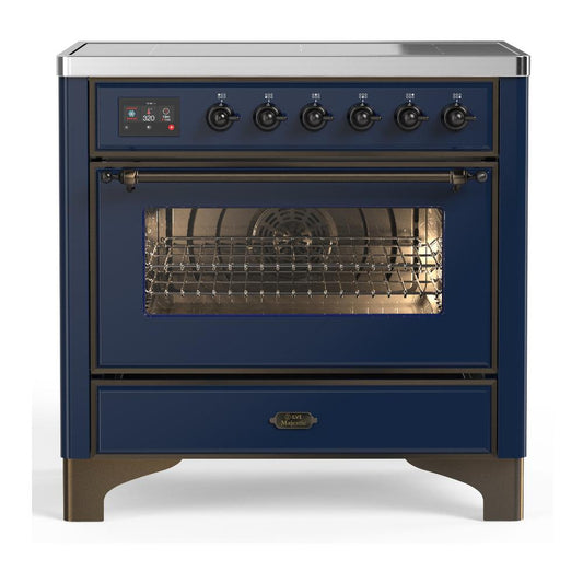 Ilve UMIB36NR3MBB Ilve Umib36Nr3Mbb Majestic Iii 36 Inch Induction Range With 6 Elements, 3.5 Cu. Ft. Total Oven Capacity (Triple Glass Door, Midnight Blue, Burnished)