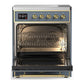Ilve UMIB30QNR3BGG Ilve Umib30Qnr3Bgg Majestic Iii 30 Inch Induction Range With 4 Elements, 4 Cu. Ft. Oven Capacity (Solid Door, Blue Grey, Brass)