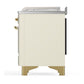 Ilve UM48FSQNR3AWGLP Ilve Um48Fsqnr3Awglp Majestic Iii 48 Inch Dual Fuel Range With 5 Black Brass Burners, Griddle And French Top, Dual Function Burner Up To 25,000 Btu (Liquid Propane, Solid Door, Antique White, Brass)
