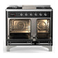 Ilve UMD40FNR3MGCLP Ilve Umd40Fnr3Mgclp Majestic Iii 40 Inch Dual Fuel Range With 6 Burners And Griddle, Dual Function Burner Up To 25,000 Btu (Liquid Propane, Triple Glass Door, Graphite Matte, Chrome)