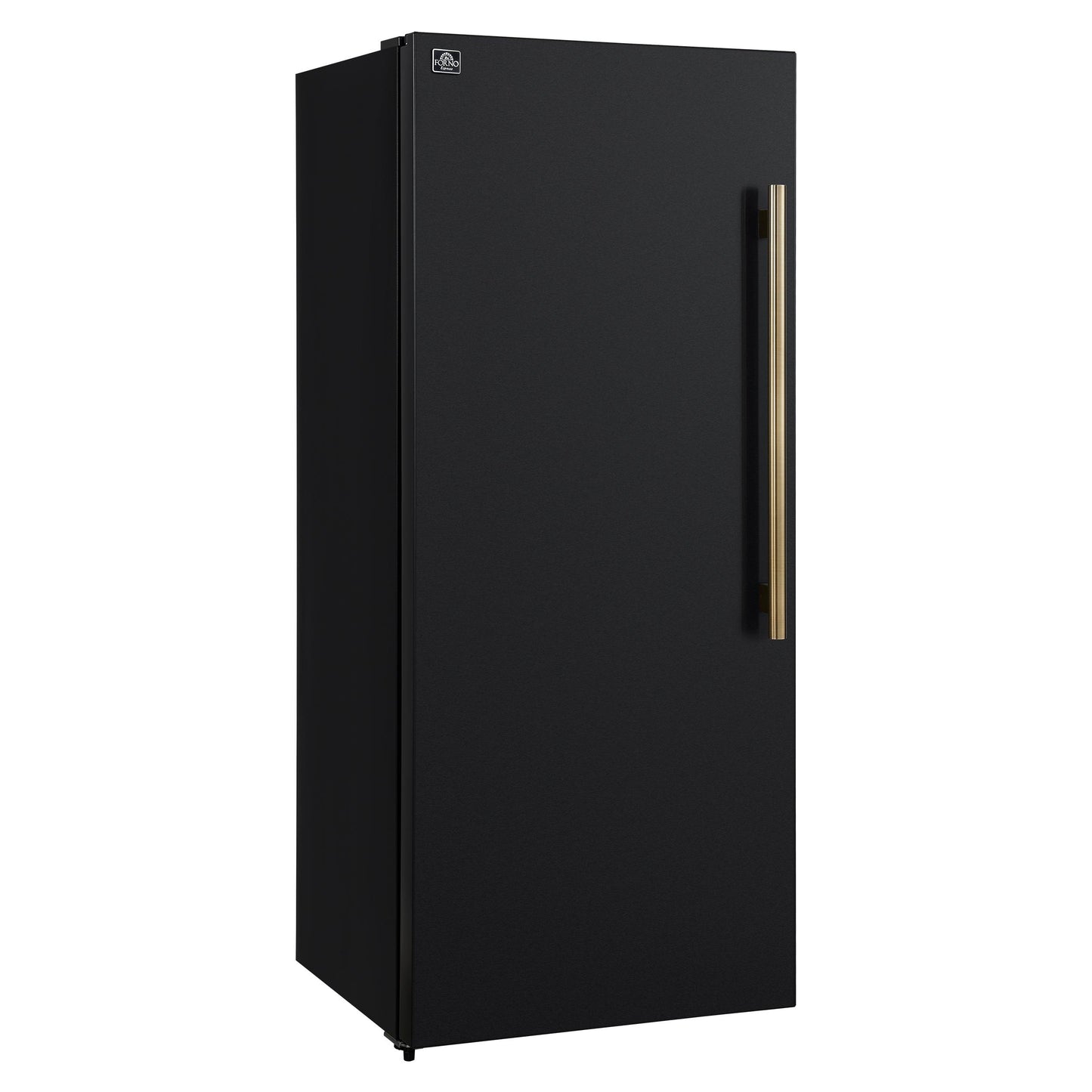 Forno FFFFD172228BLKLS Forno Maderno 28-Inch Convertible Upright Freezer/Refrigerator In Black With Antique Brass Handle, 13.6 Cu.Ft., Left Swing