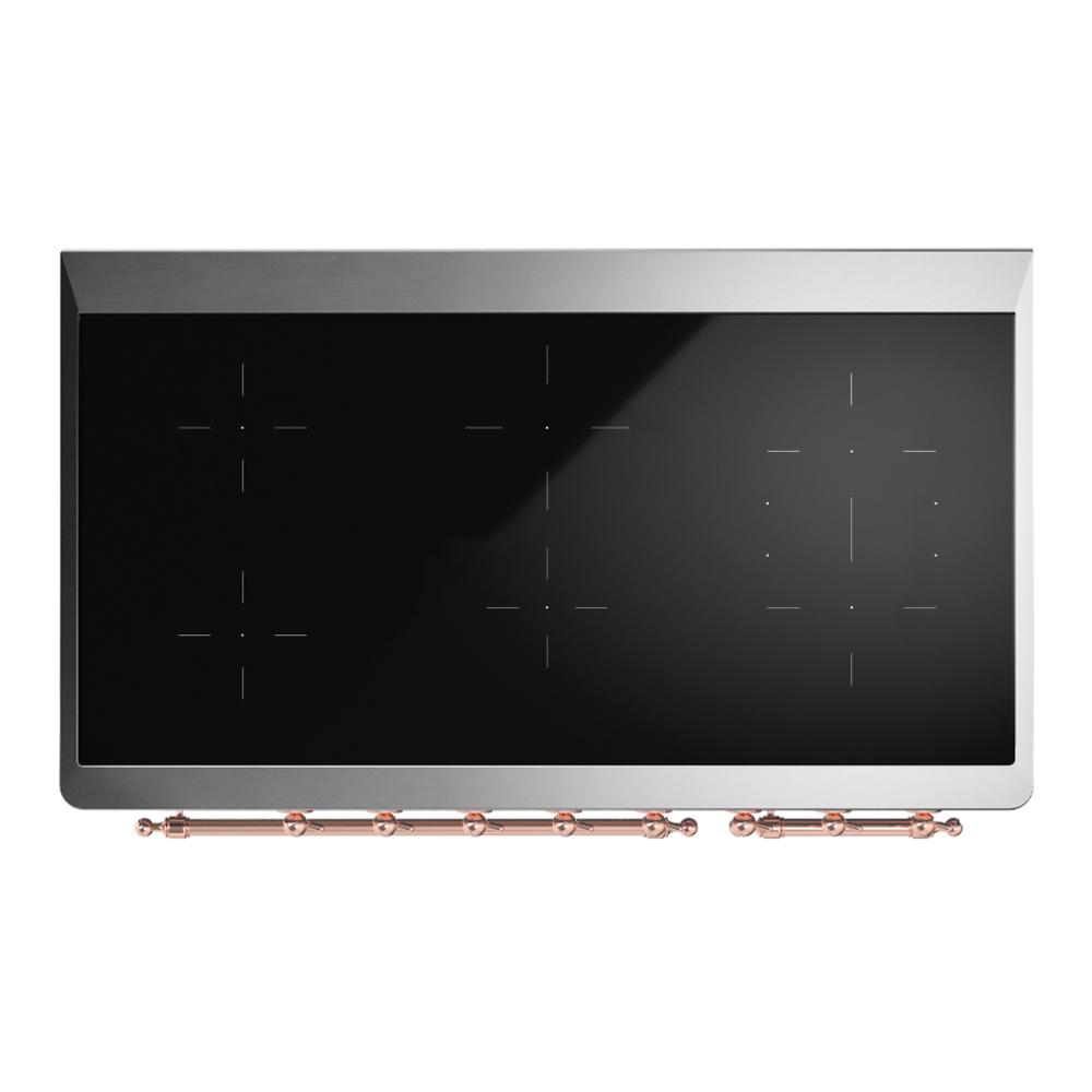 Ilve UMIB48QNR3BKP Ilve Umib48Qnr3Bkp Majestic Iii 48 Inch Induction Range With 6 Elements, 5.02 Cu. Ft. Total Oven Capacity (Solid Door, Glossy Black, Copper)