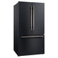 Forno FFFFD178336BLK Forno Rivello 36 Inch French Door Refrigerator In Black With Antique Brass, Internal Water Dispenser, Filtered Ice, Adjustable Shelves, Energy Star Certified