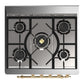 Ilve UM30NR3BGG Ilve Um30Nr3Bgg Majestic Iii 30 Inch Dual Fuel Range With 5 Black Brass Burners, Dual Function Burner Up To 25,000 Btu (Natural Gas, Triple Glass Door, Blue Grey, Brass)