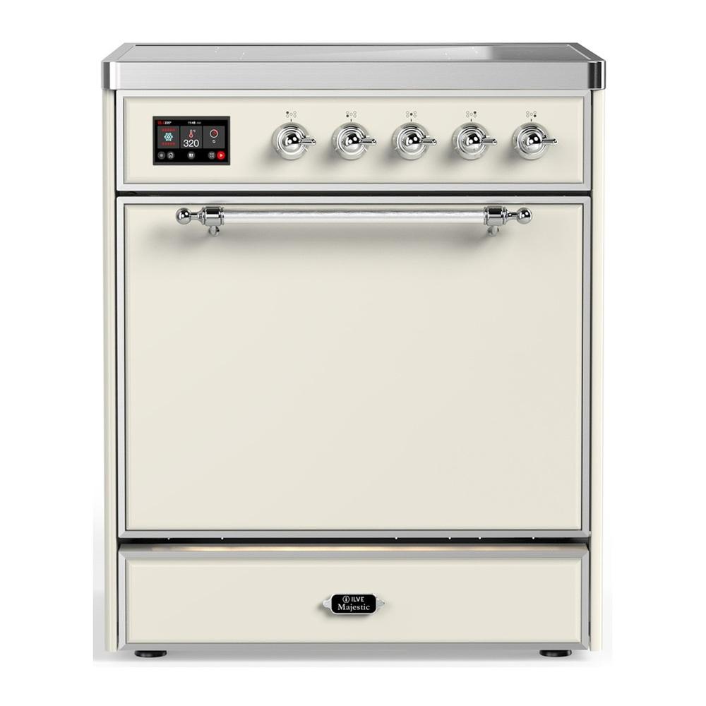 Ilve UMIB30QNR3AWC Ilve Umib30Qnr3Awc Majestic Iii 30 Inch Induction Range With 4 Elements, 4 Cu. Ft. Oven Capacity (Solid Door, Antique White, Chrome)