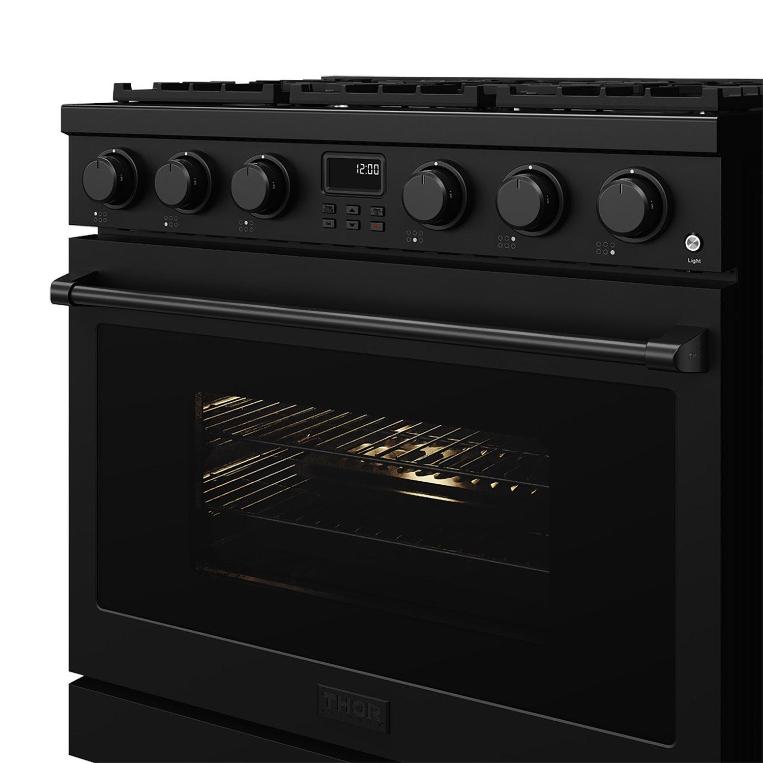 Thor Kitchen ARG36BLP 36 Inch Liquid Propane Range In Matte Black - Contemporary Professional