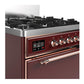 Ilve UM30QNR3BUPLP Ilve Um30Qnr3Buplp Majestic Iii 30 Inch Dual Fuel Range With 5 Black Brass Burners, Dual Function Burner Up To 25,000 Btu (Liquid Propane, Solid Door, Burgundy, Copper)