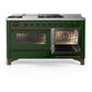 Ilve UM60FSNR3EGB Ilve Um60Fsnr3Egb Majestic Iii 60 Inch Dual Fuel Range With 7 Burners, Griddle And French Top, Dual Function Burner With Up To 25,000 Btu (Natural Gas, Triple Glass Door, Emerald Green, Burnished)